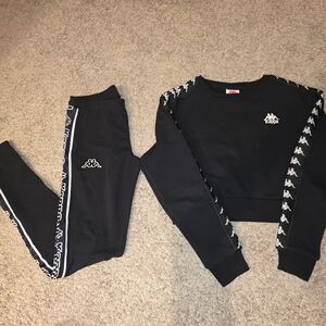 Kappa Kids Black Sweatpants and Sweatshirt Set